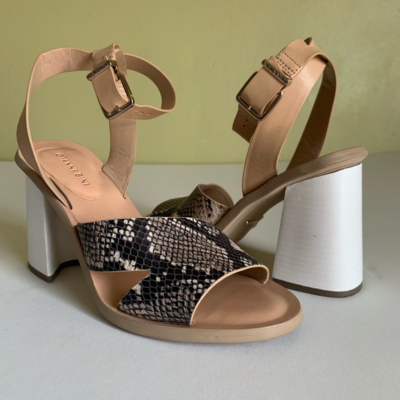 Snake print block heel sandals - Picture 5 of 5